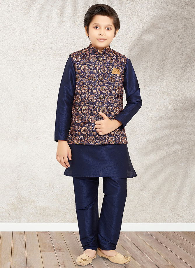 Blue And Mustard Colour Ethnic Wear Wholesale Boys Wear Catalog 212