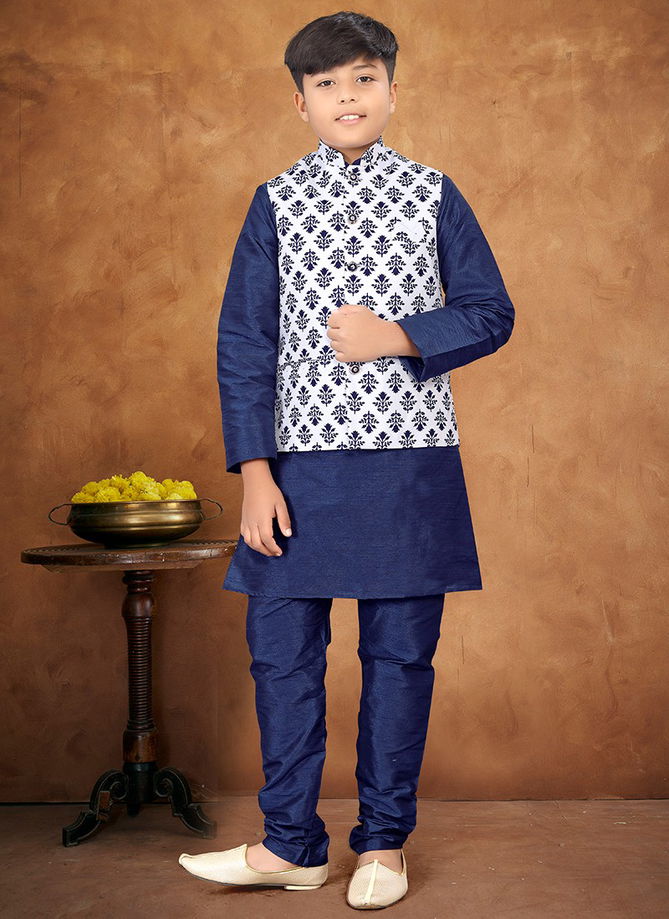 Blue And White Colour Outluk Kids Vol 2 Party Wear Wholesale Modi Jacket Kids Wear Catalog 206