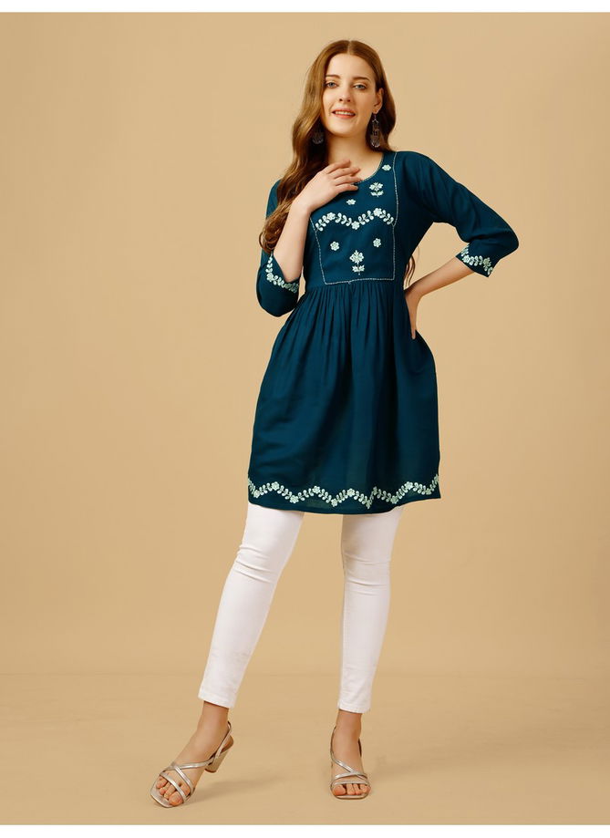 Blue Colour Aardhna 1050 Designer Kurti Catalog 2