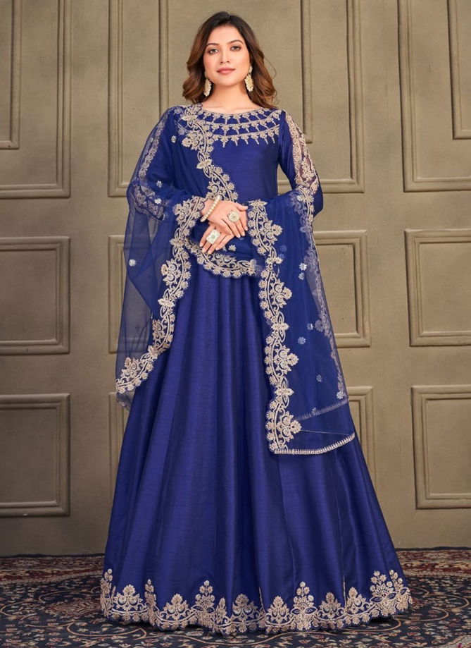 Blue Colour Anjubaa Vol 6 Weeding Wear Wholesale Anarkali Suits 10063