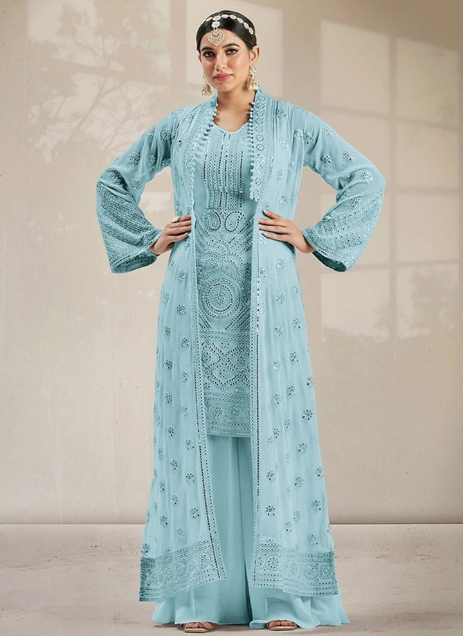 Blue Colour Gulzar 2001 Party Wear Wholesale Plazzo Suits Catalog 2001 C