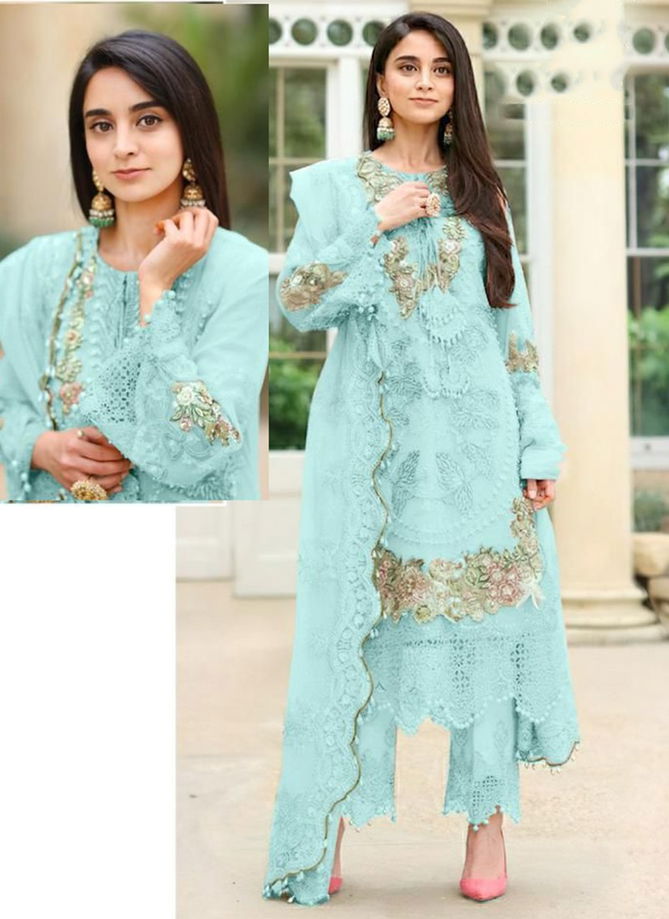 Blue Colour Iznik Vol 1 Wholesale Designer Georgette Pakistani Suit Catalog 2020 B