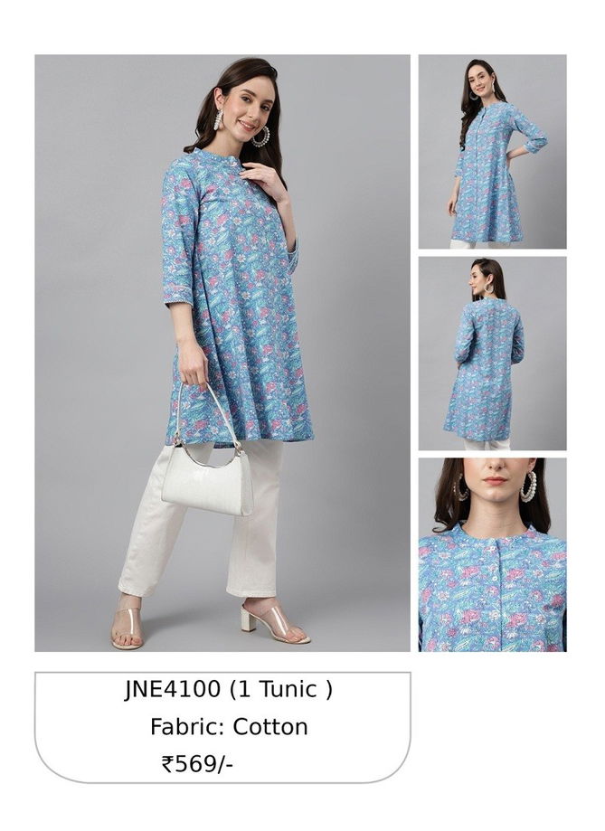 Blue Colour Janasya Designer Kurti Catalog 4100