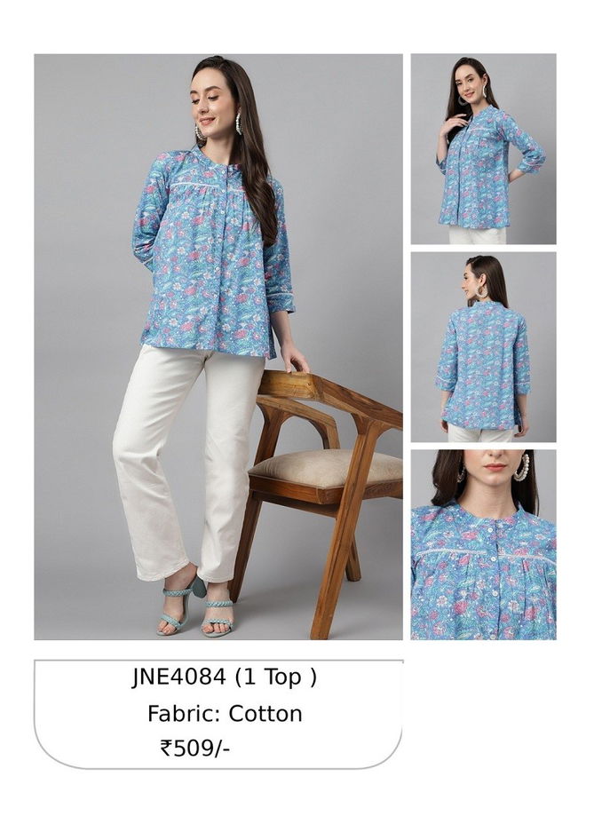 Blue Colour Janasya Ladies Top Catalog 4084