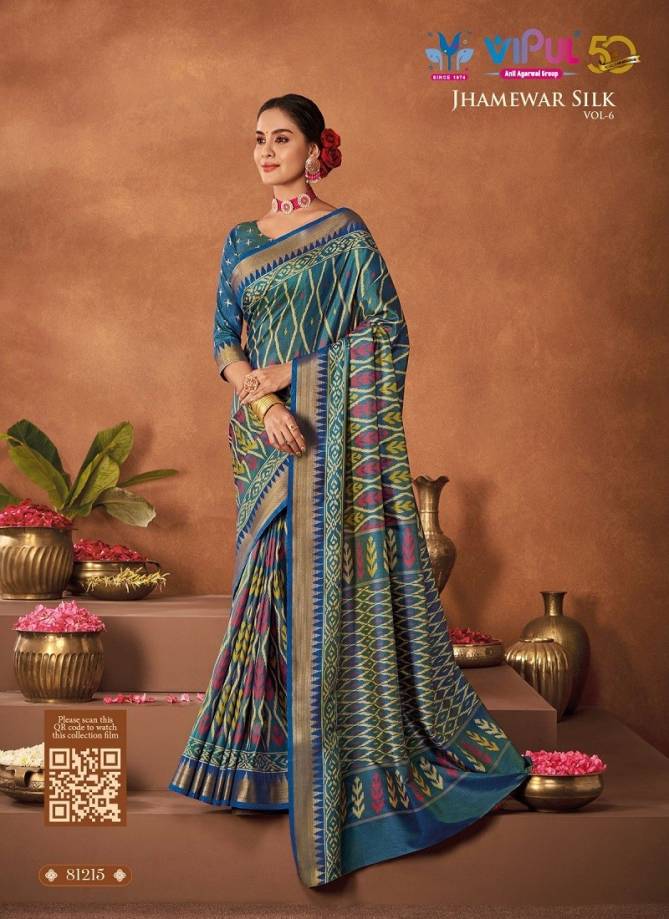 Jhamewar Silk Vol 6 By Vipul Two Tone Silk Sarees Wholesale Shop In Surat