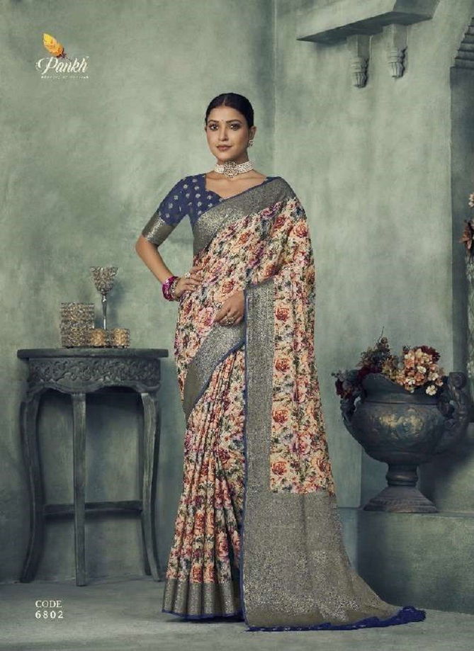 Navyaa By Pankh Fancy Tissue Silk Digital Print Saree Wholesale In India