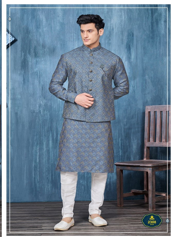 Occasion Wear Mens Modi Jacket Kurta Pajama Wholesale Market In Surat 