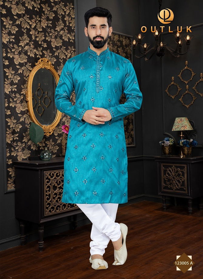 Blue Colour Outluk Vol 123 A Mens Kurta Pajama Catalog 123005 A