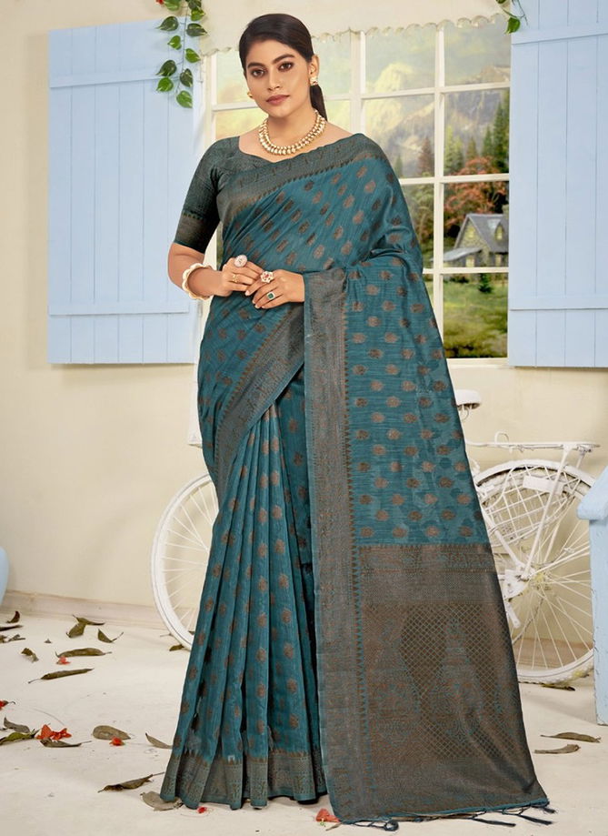 Blue Colour Royal Exclusive Wholesale Cotton Sarees Catalog 3345