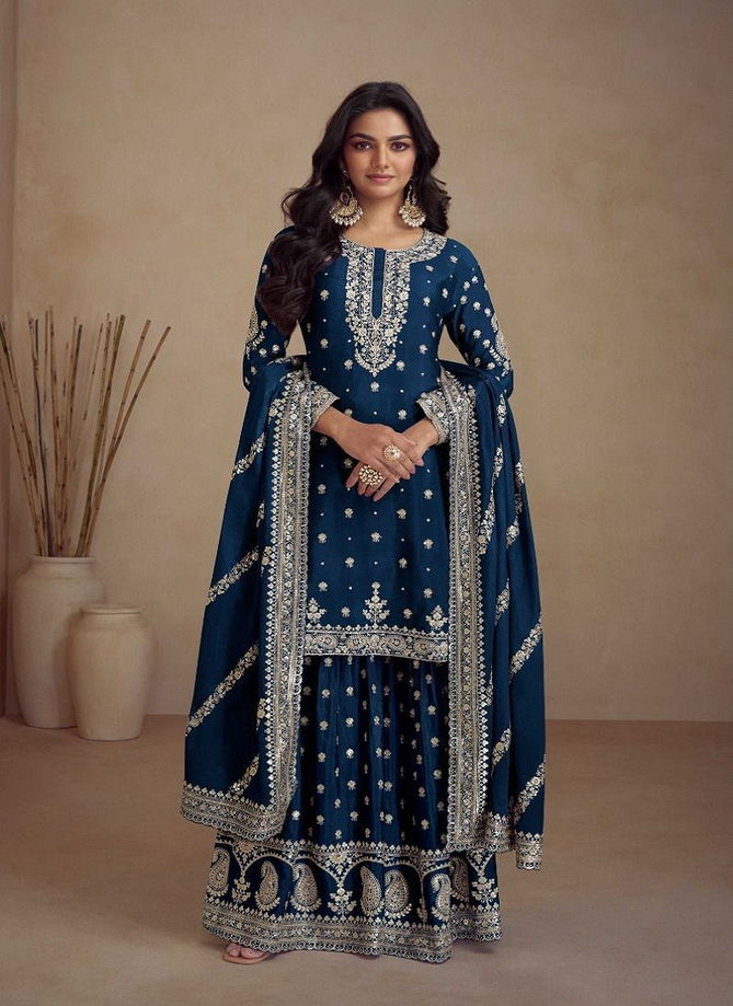 Sadaf By Gulkayra Real Chinon Plazoo Readymade Suits Supplier In India