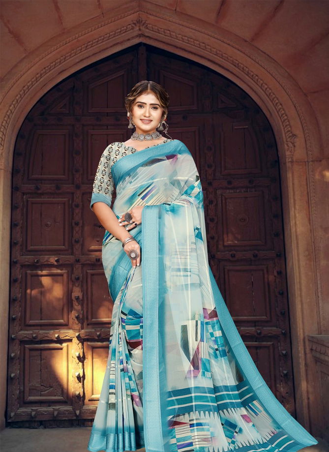 Blue Colour Saloni Digital 1001 To 1008 By Mintorsi Printed Saree Catalog 1001