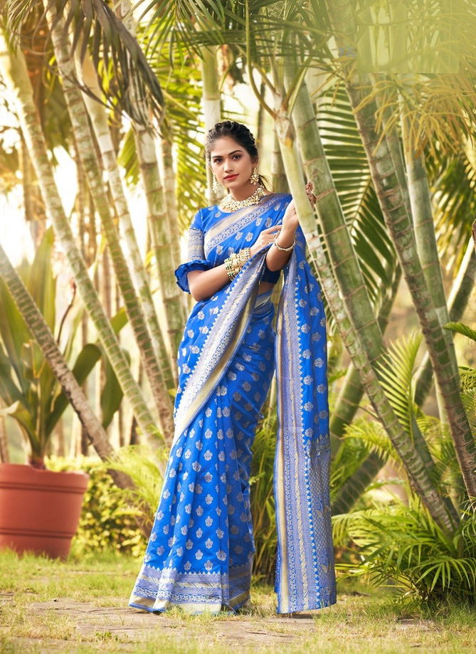 Blue Colour Shaz By The Fabrica 16001 To 16006 Silk Saree Catalog 16005