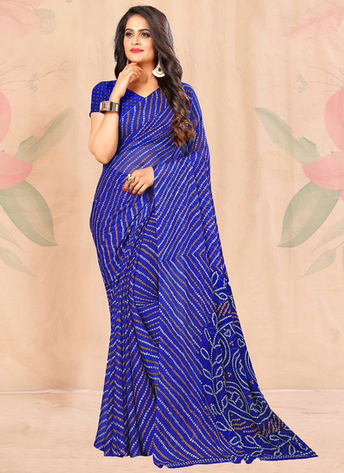 Blue Colour Star Chffon Wholesale Daily Wear Chiffon Sarees Catalog 12825 B