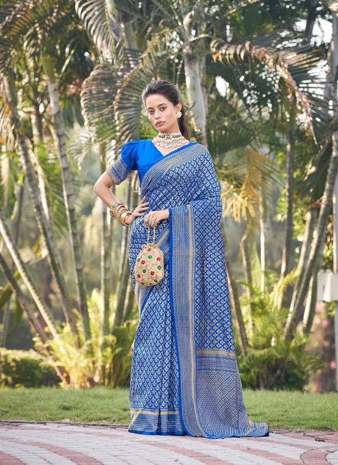 Blue Colour Stavya By The Fabriaca 20001 To 20006 Silk Saree Catalog 20001