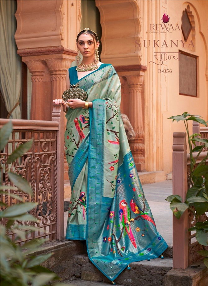 Blue Colour Sukanya By Rewaa Printed Saree Catalog 856