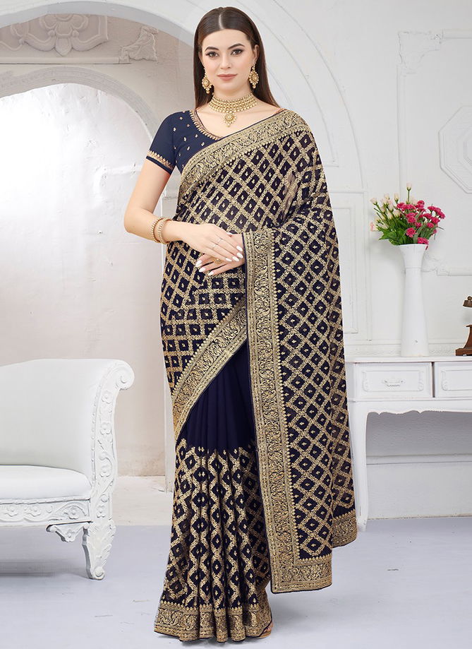 Blue Colour Versatile Wholesale Designer Georgette Saree Catalog 1534