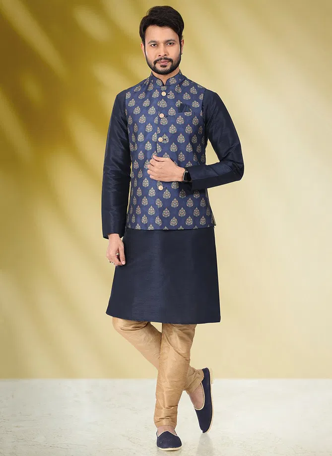 Ethnic Wear Wholesale Kurta Pajama With Jacket Catalog