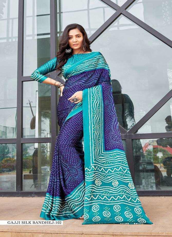 Gajji Silk Bandhej By Girnar Fashion Daily Wear Saree Exporters In India