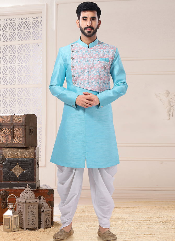 Blue Wedding Wear Mens Exclusive Wholesale Indo Western Catalog 1789