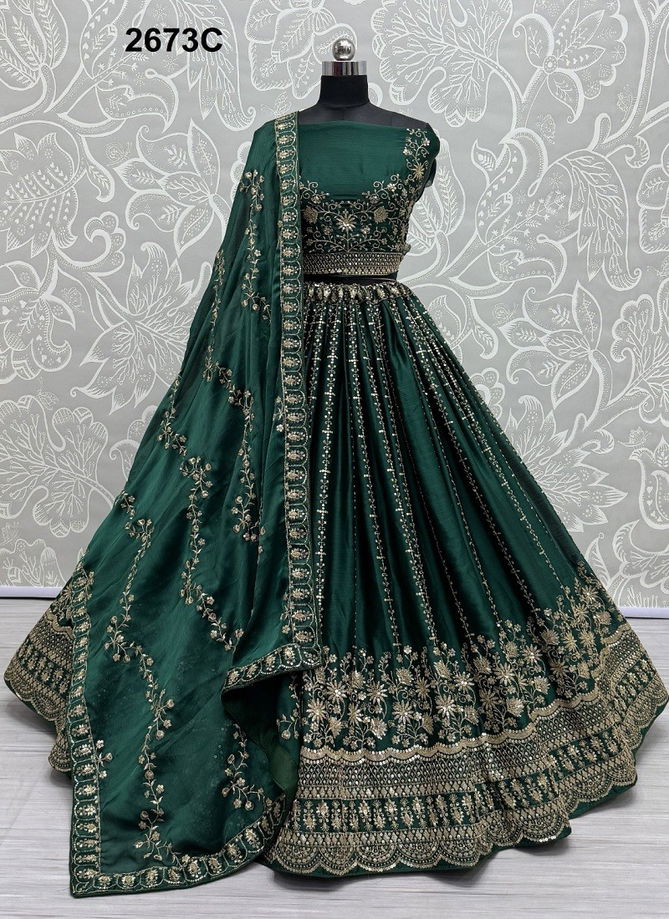 2673 A To 2673 C by Anjani Art Satin Chiffon Function Wear Lehenga Choli Manufacturers