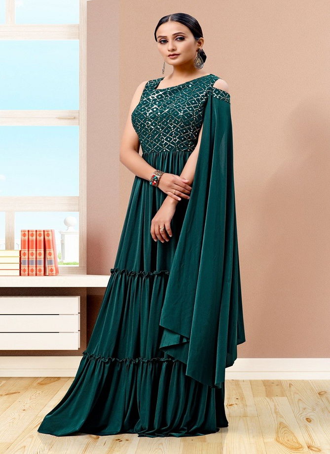 Bottle Green Colour Amoha 30499 Gown Catalog 30499 D