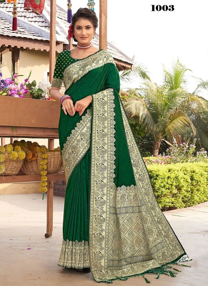 Bottle Green Colour Lavanya By Sangam Pure Silk Saree Catalog 1003