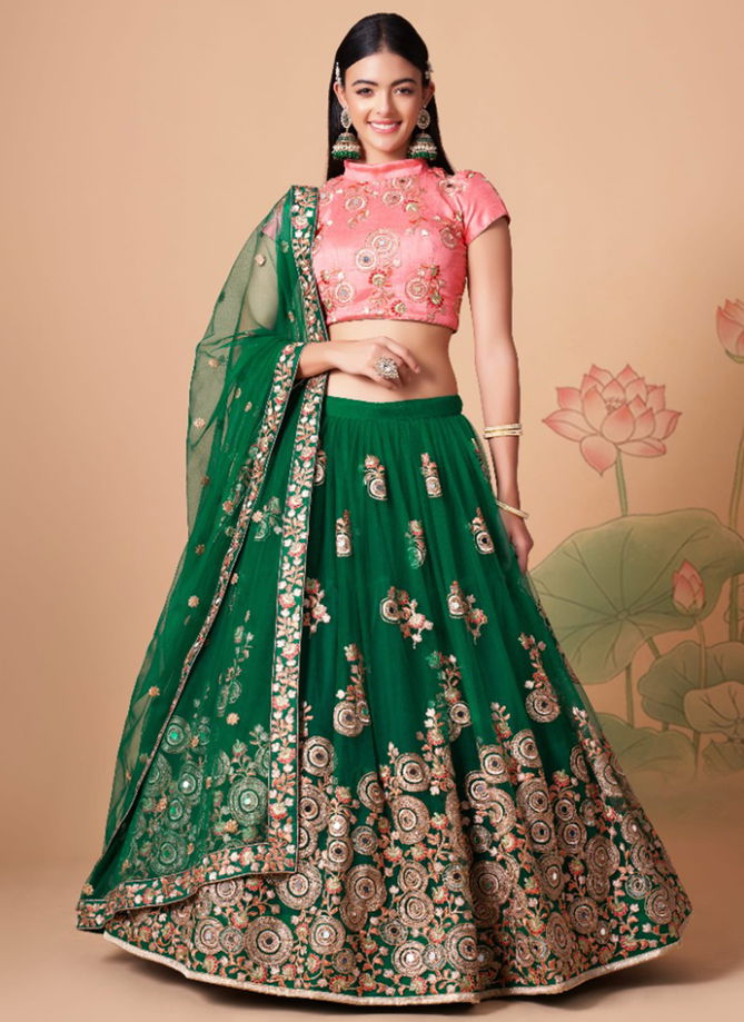 Bottle Green Colour Neo Romantic Vol 3 Wholesale Party Wear Lehenga Choli Catalog 7316