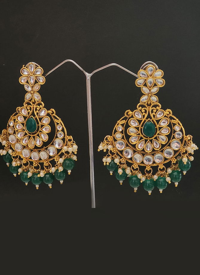 Bottle Green Colour Traditional Wear Designer 150 To 161 Earrings Catalog 160