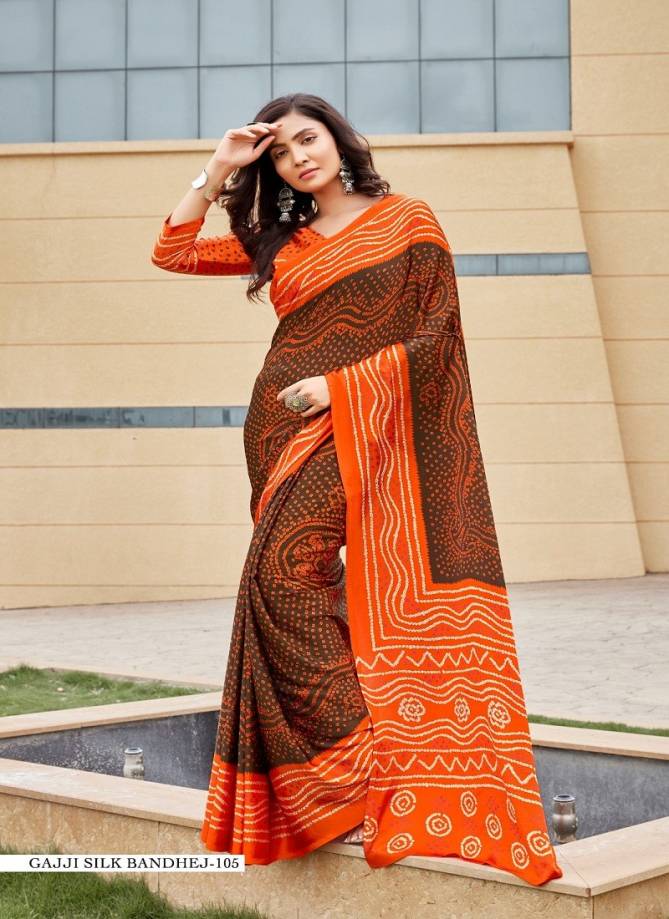 Gajji Silk Bandhej By Girnar Fashion Daily Wear Saree Exporters In India