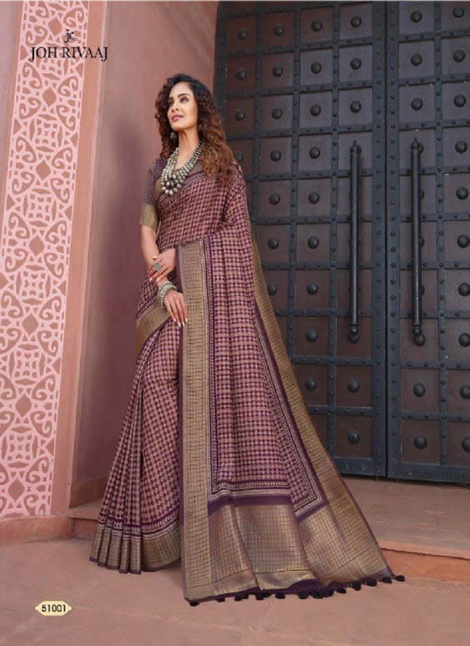 Brown Colour Jaimathi Vol 510 By Joh Rivaaj Printed Saree Catalog 51001