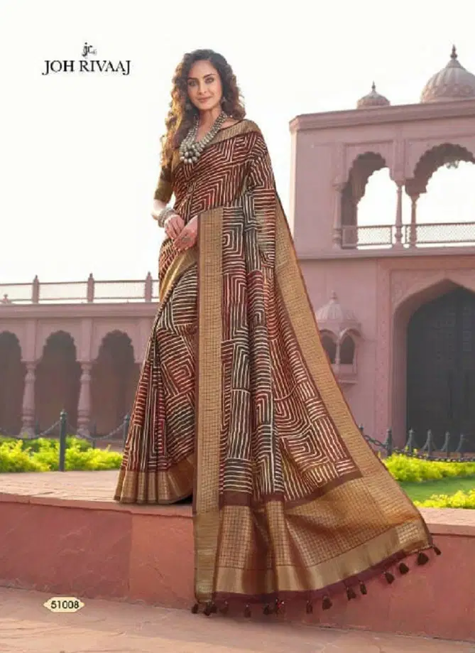 Brown Colour Jaimathi Vol 510 By Joh Rivaaj Printed Saree Catalog 51008