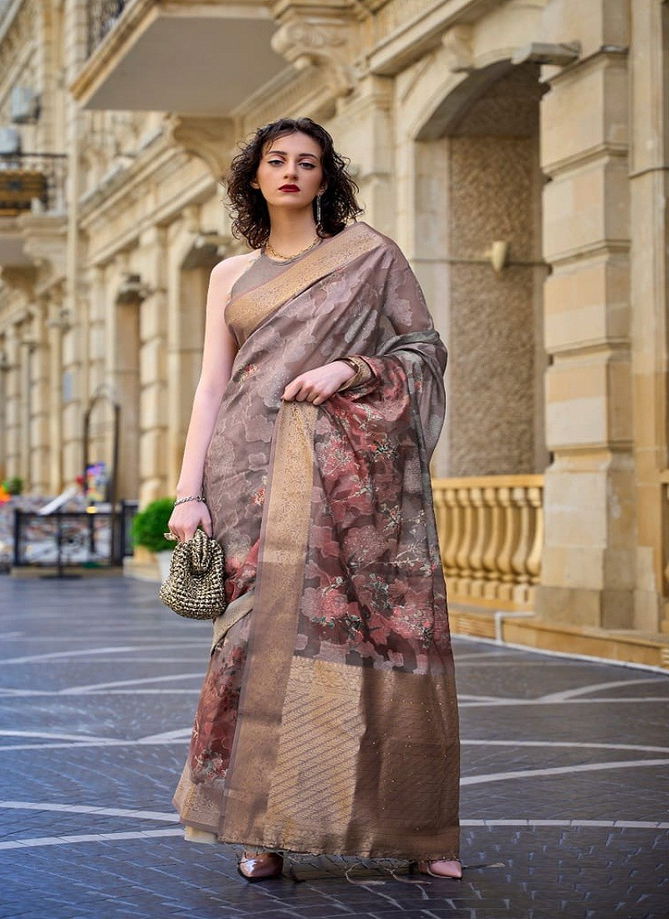 Kinsel By Rajtex Printed Poly Brasso Designer Saree Catalog