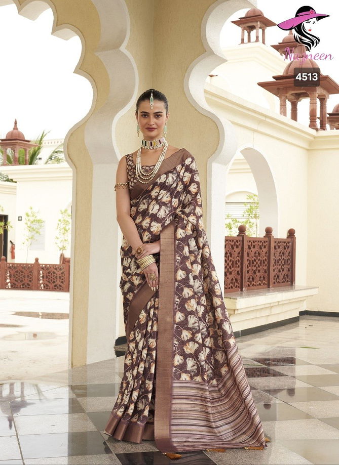 Nirvi By Nazneen Silk Digital Printed Designer Saree Catalog