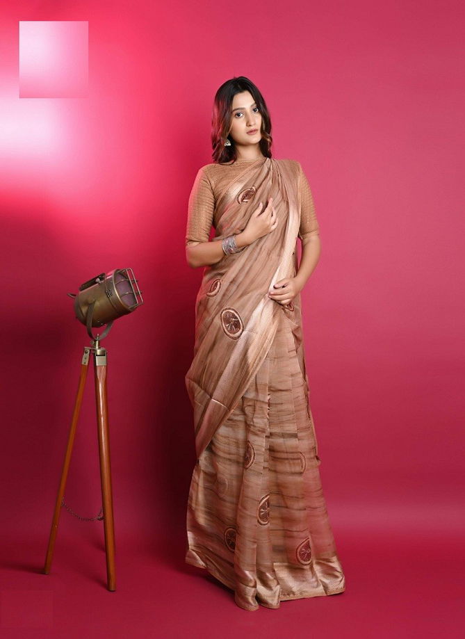 Orange Organza By Ashima Designer Saree Catalog