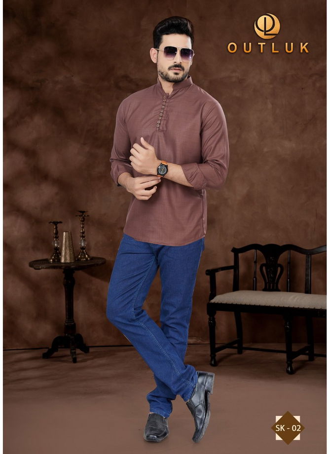 Brown Colour Outluk Short Kurta Vol 1 Mens Catalog 2