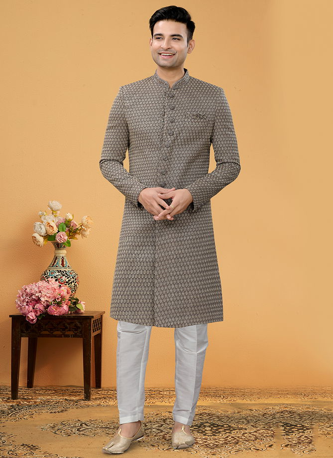 Brown Colour Outluk Vol 110 Wholesale Mens Indo western Catalog 110006