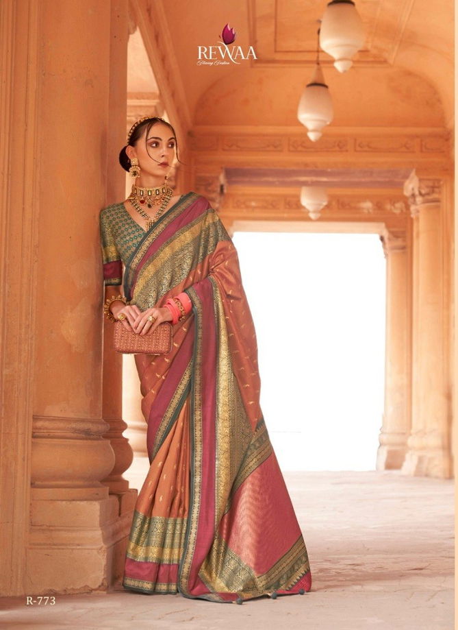 Brown Colour Prasang By Rewaa Silk Sarees Catalog 773