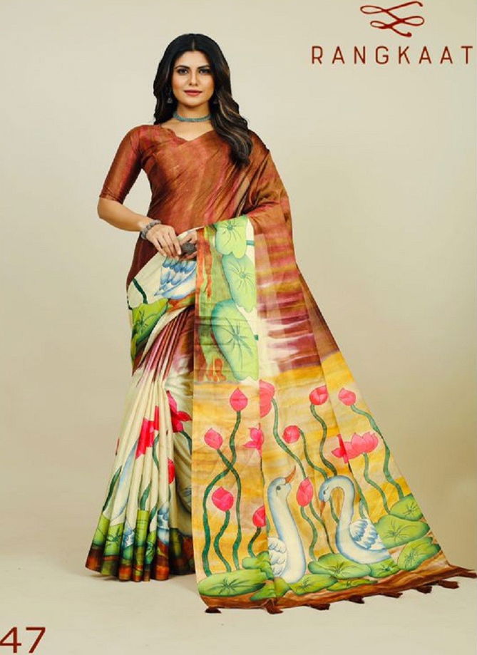 Rangkaat 44 To 49 Tusser Silk Printed Wholesale Saree Suppliers In Mumbai