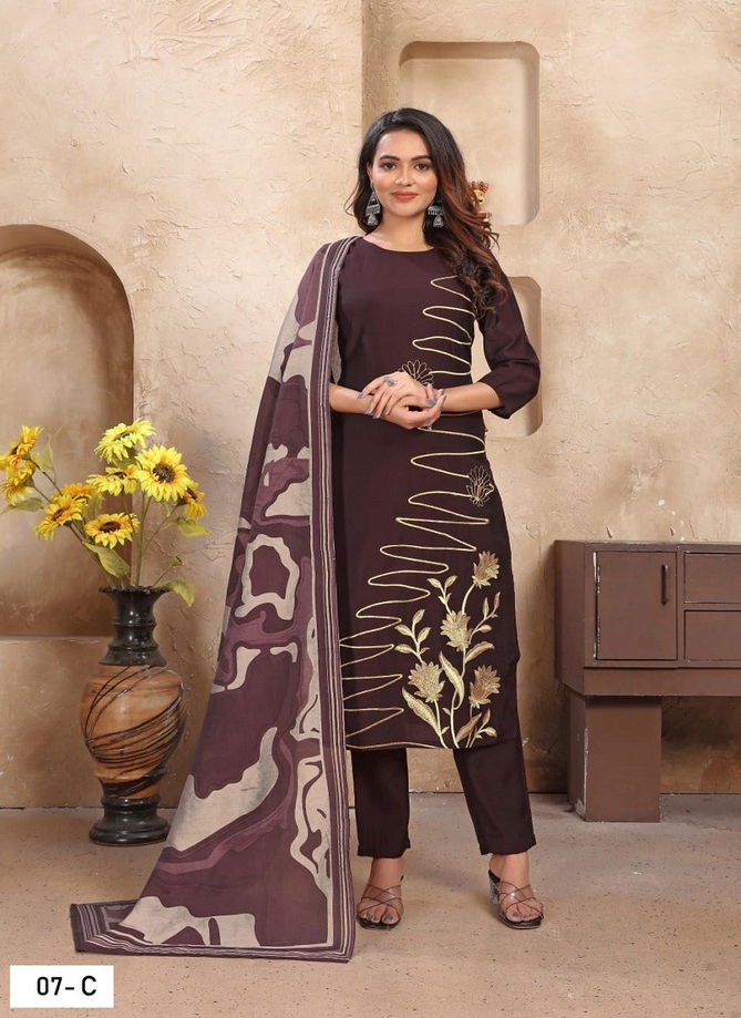 Rudra Vol 1 By NSF Roman Silk Embroidery Kurti With Bottom Dupatta Orders In India