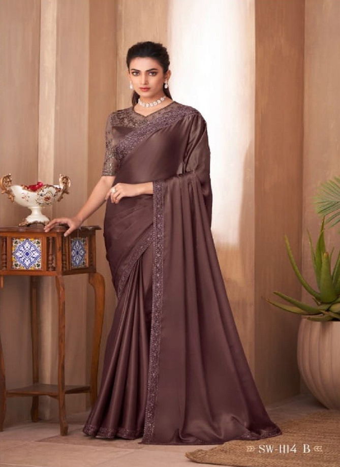 Sandalwood 1114 Glass Silk Party Wear Saree Catalog