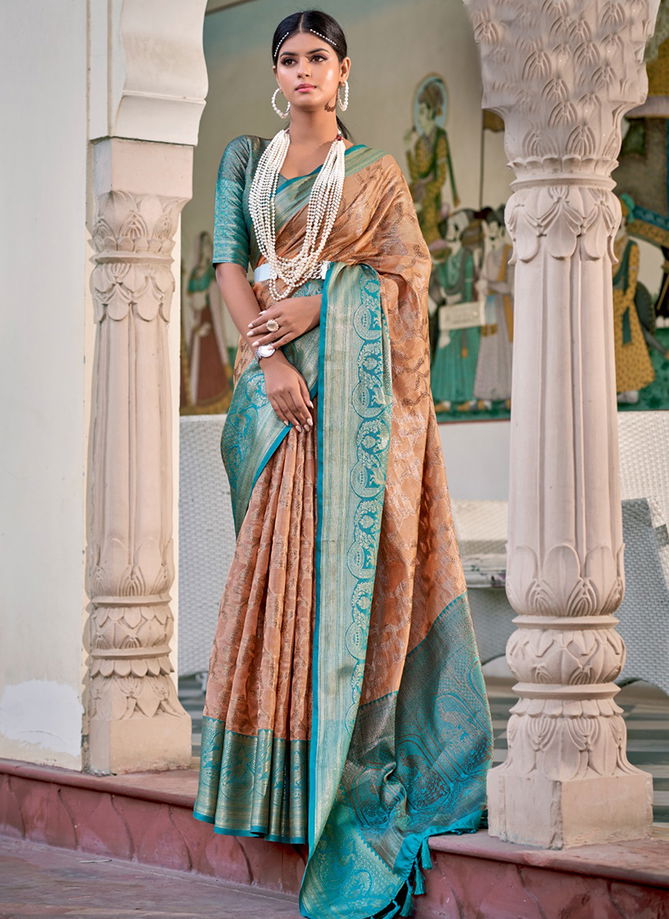 Brown Colour Sanoja The Fabrica Wedding Wear Wholesale Silk Sarees Catalog 10004