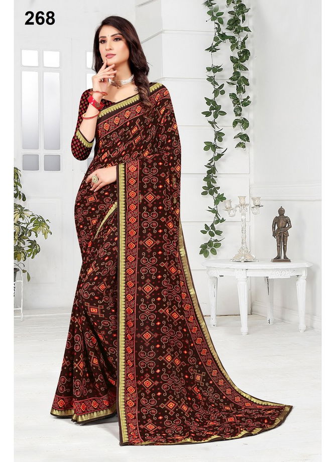 Brown Rajkumari Vol 5 By Sarita Creation Printed Saree Catalog 268