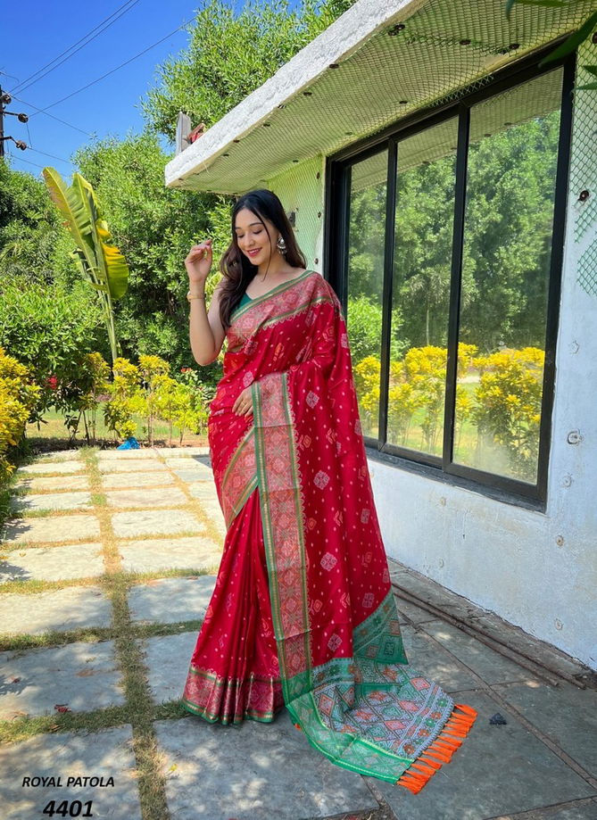 Cherry Red Colour Royal Patola By Fashion Lab Silk Saree Catalog 4401