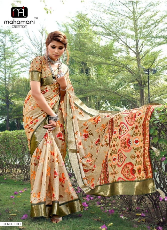 Nancy By Mahamani Creation Tussar Silk Printed Saree Catalog