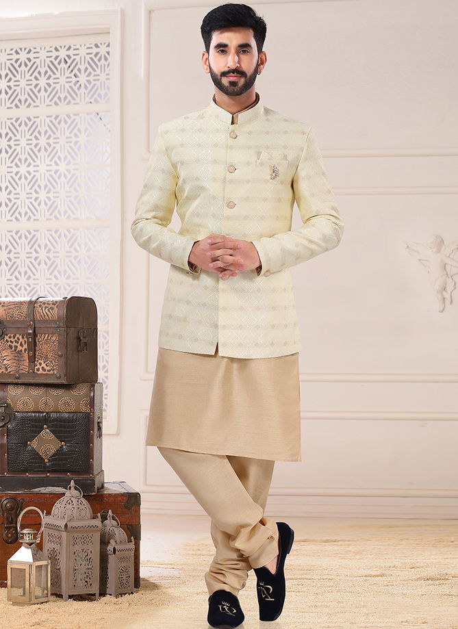 Cream Colour Function Wear Mens Wholesale Indo Western Catalog 1764