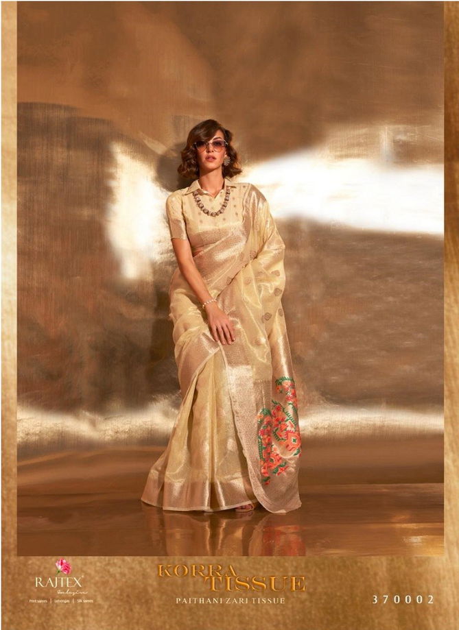 Korra Tissue By Rajtex 370001 To 370006 Paithani Zari Wedding Sarees Wholesale Shop In Surat