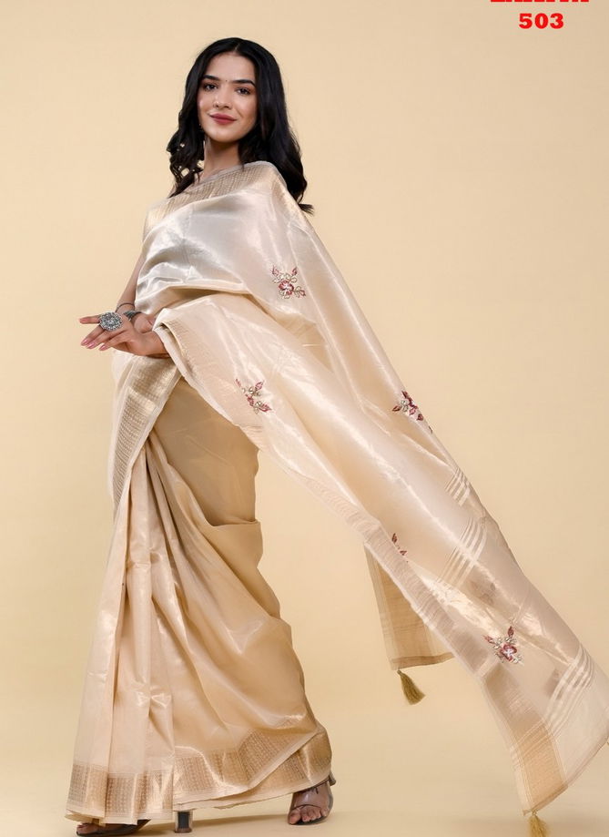 Cream Colour Laxita By Fashion Lab Cotton Saree Catalog 503