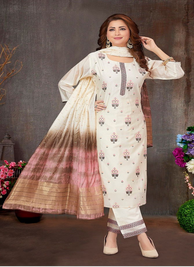 N F 046 Churidar Chanderi Silk Salwar Kameez Catalog