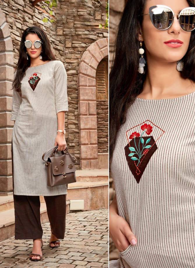 Latest Collection Of Cotton Regular Wear Embroidery Work Kurti With Palazzo CHAHAT