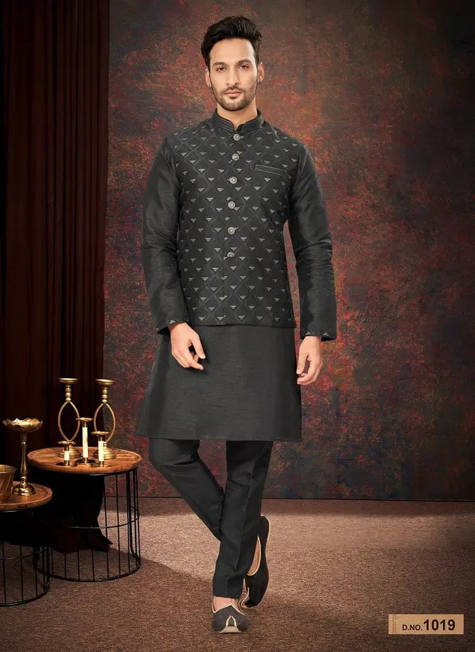 GS Fashion Party Wear Jacquard Mens Modi Jacket Kurta Pajama Wholesale Shop In Surat